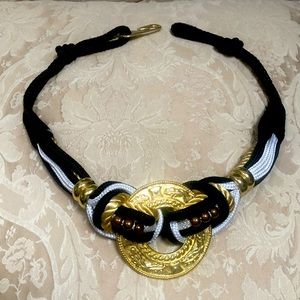 Handmade braided belt with gold decor - Unique!